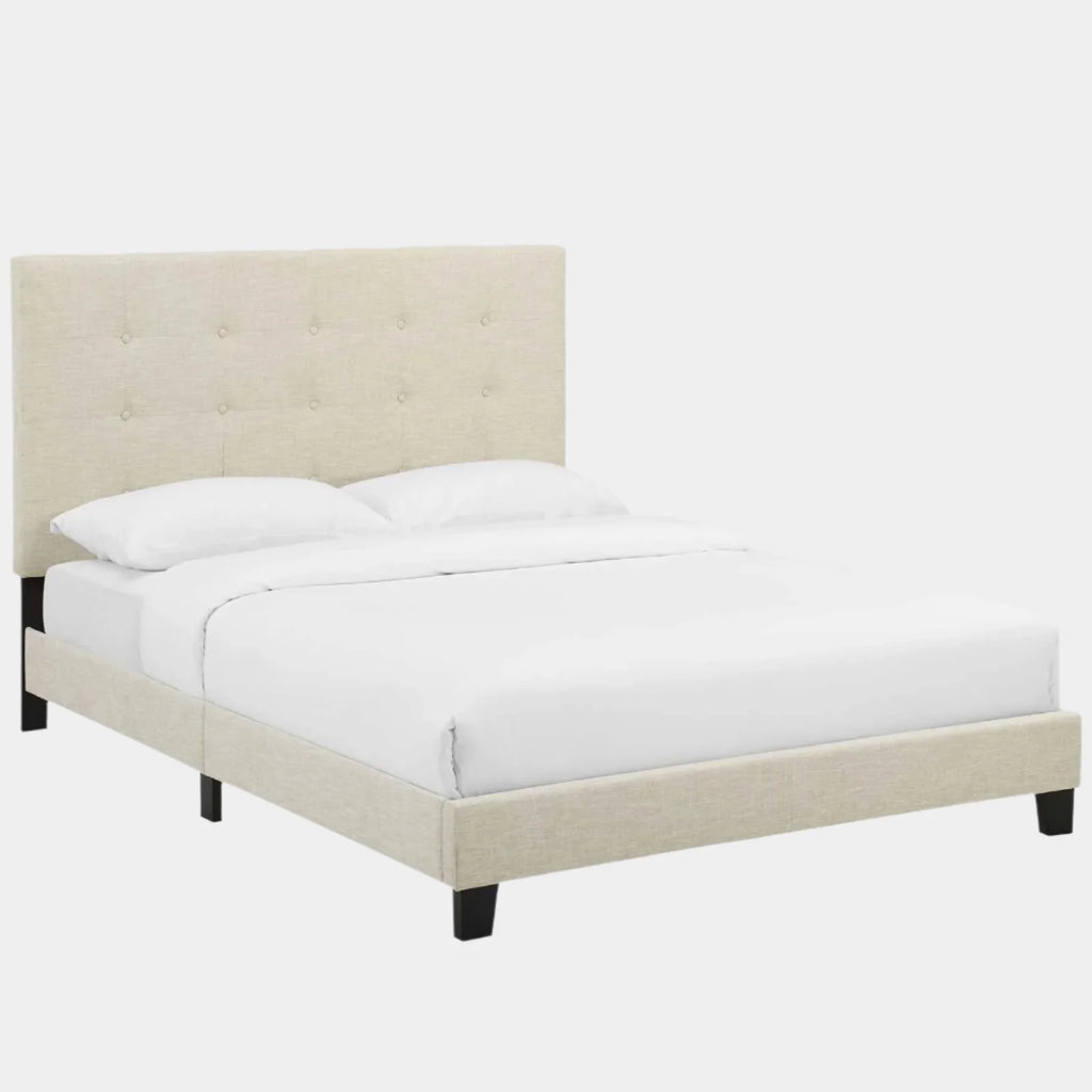Melanie Tufted Button Upholstered Fabric Platform Bed