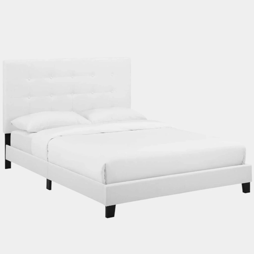 Melanie Tufted Button Upholstered Fabric Platform Bed