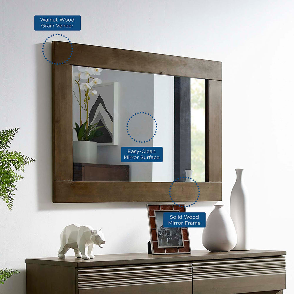 Everly Wood Frame Mirror in Walnut