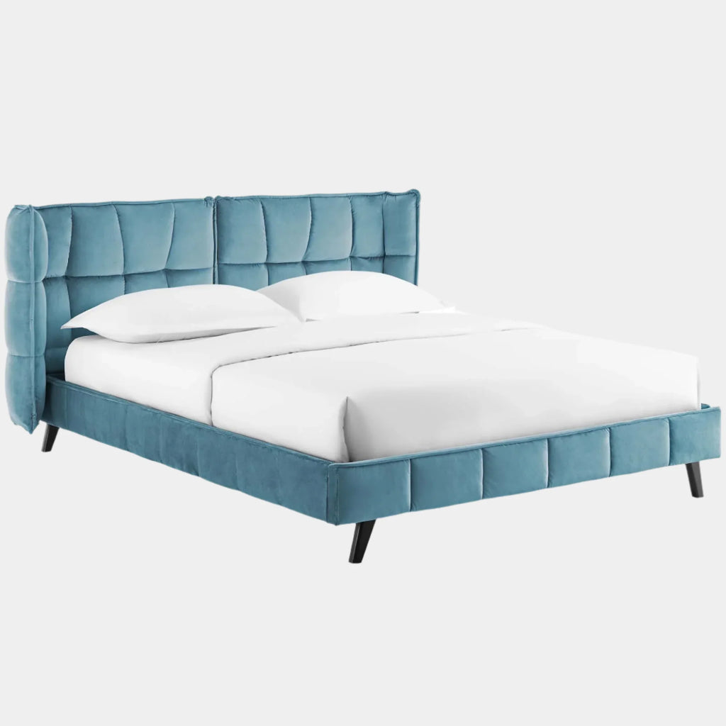 Makenna Performance Velvet Queen Platform Bed