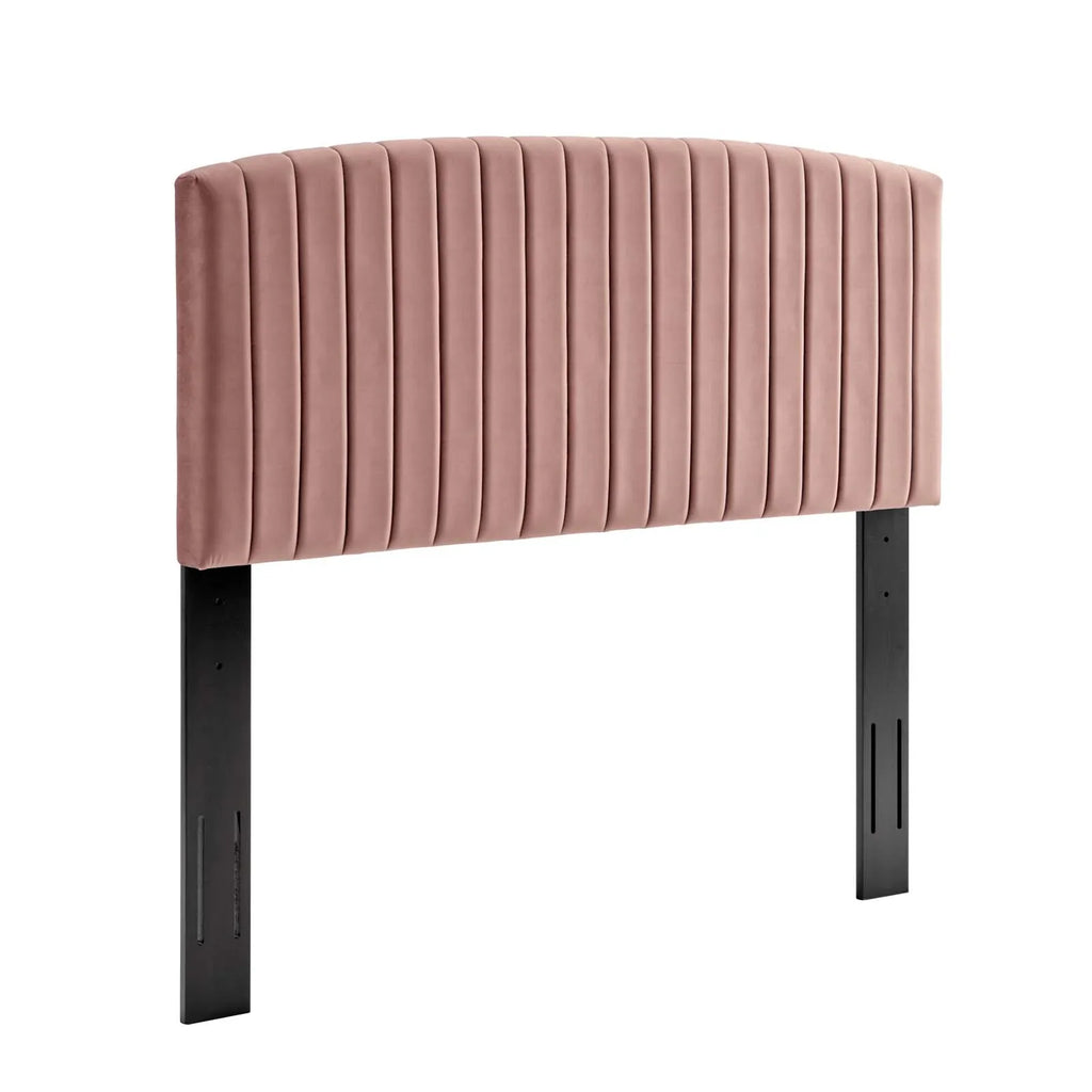 Alessi Performance Velvet Platform Bed With Black Wood Legs