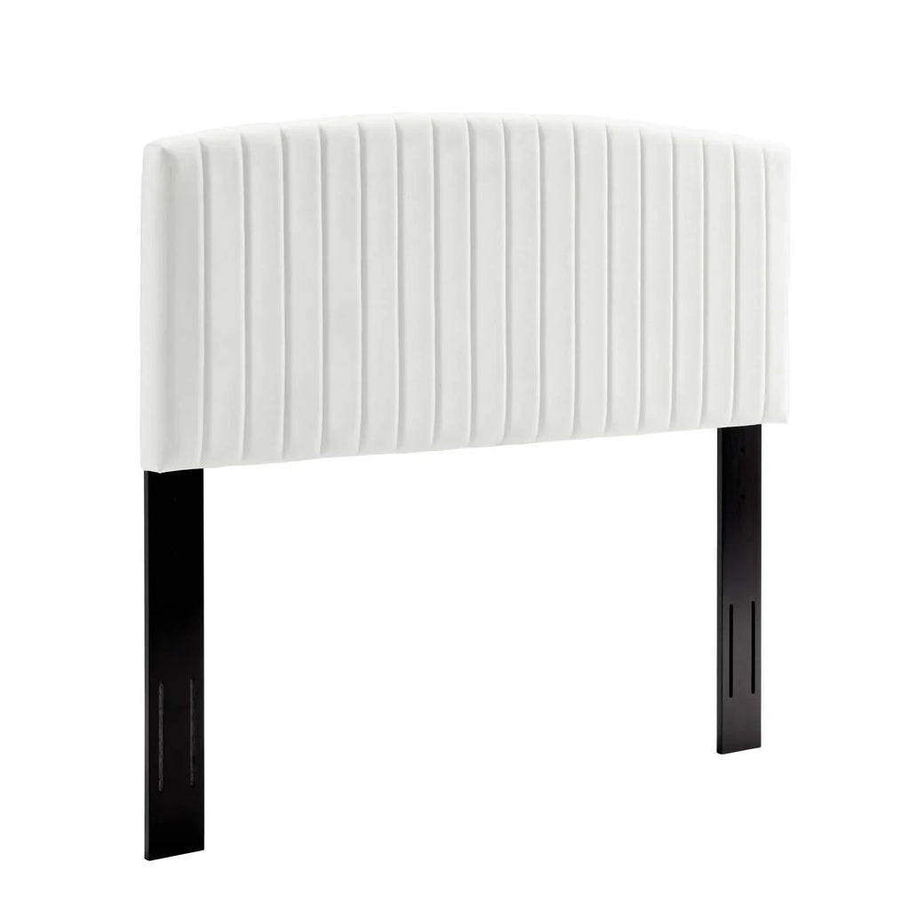 Alessi Performance Velvet Platform Bed With Black Wood Legs