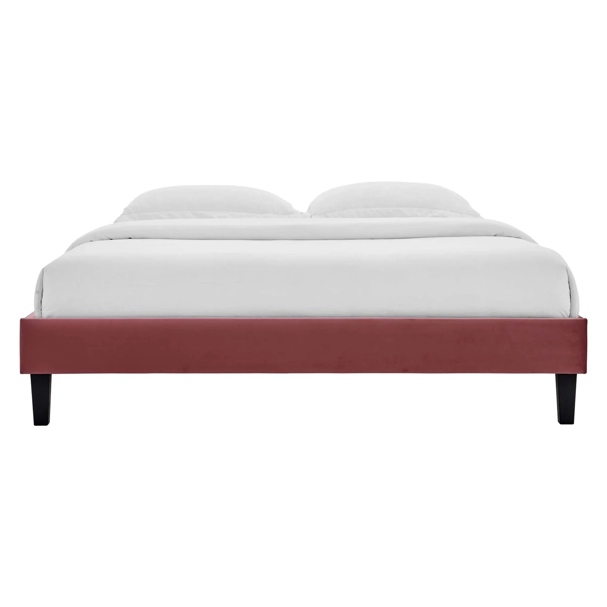Alessi Performance Velvet Platform Bed With Black Wood Legs