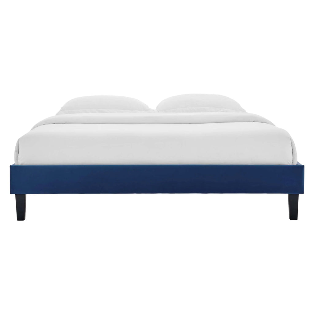 Reign Performance Velvet Platform Bed Frame