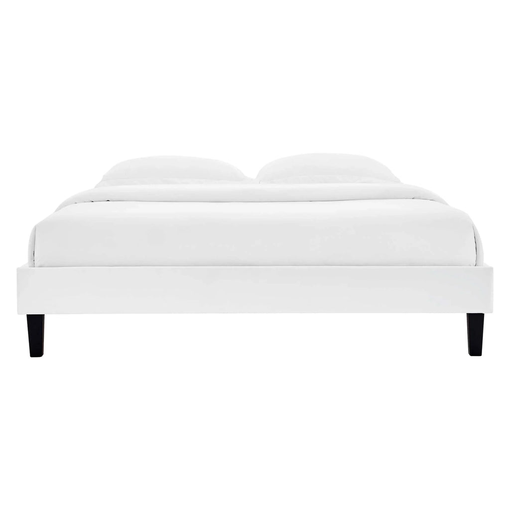 Alessi Performance Velvet Platform Bed With Black Wood Legs