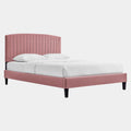 Alessi Performance Velvet Platform Bed With Black Wood Legs