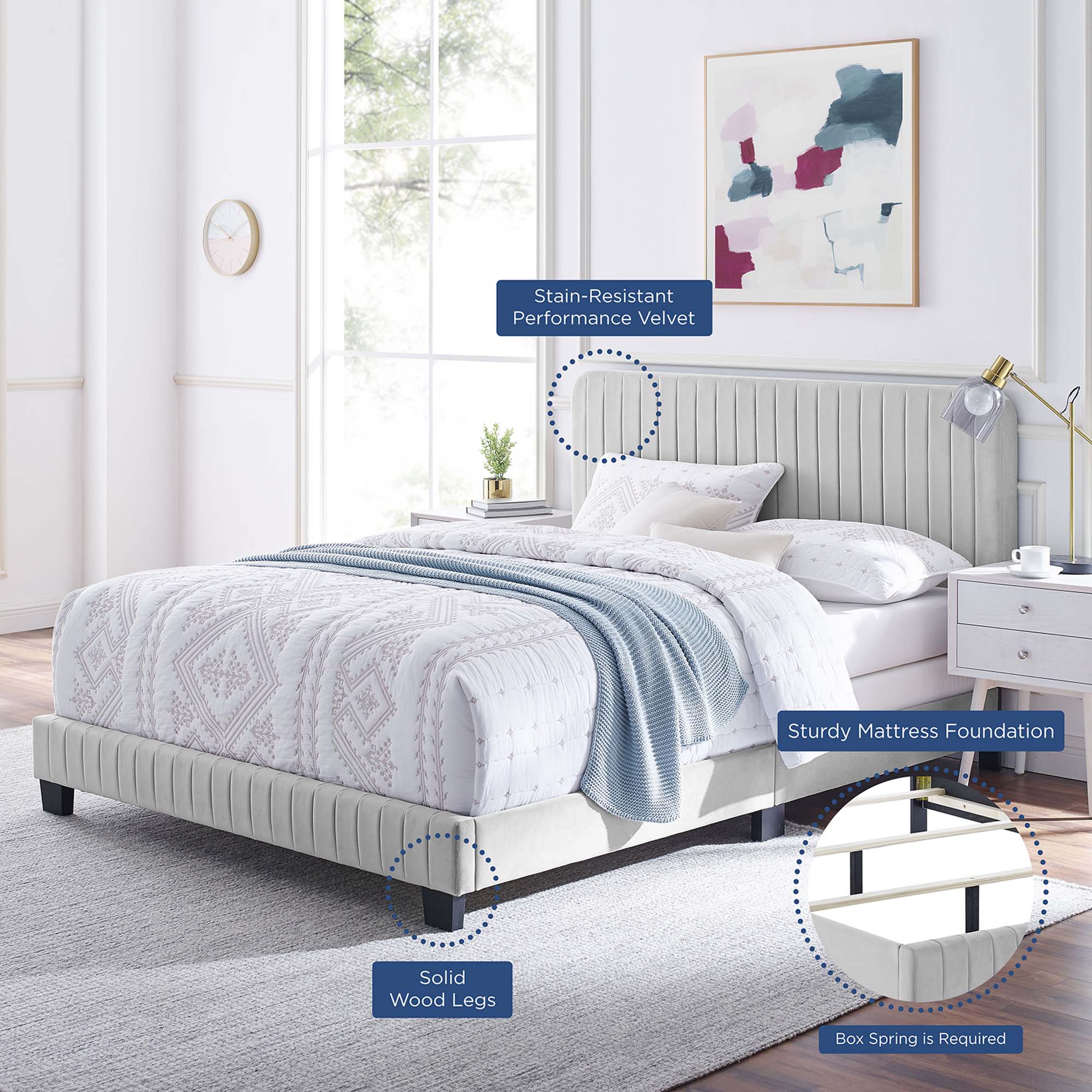 Celine Channel Tufted Performance Velvet Bed