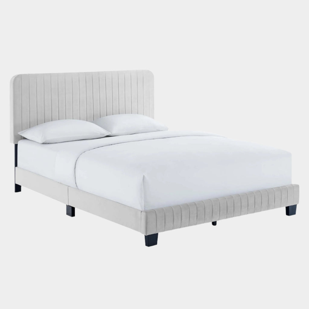 Celine Channel Tufted Performance Velvet Platform Bed