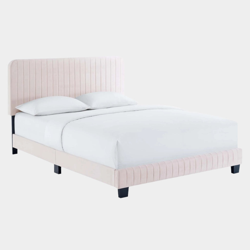 Celine Channel Tufted Performance Velvet Platform Bed