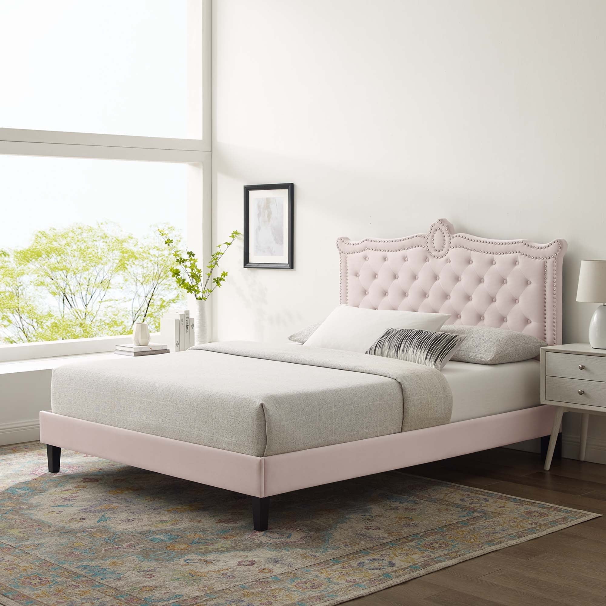 Clara Performance Velvet Queen Platform Bed