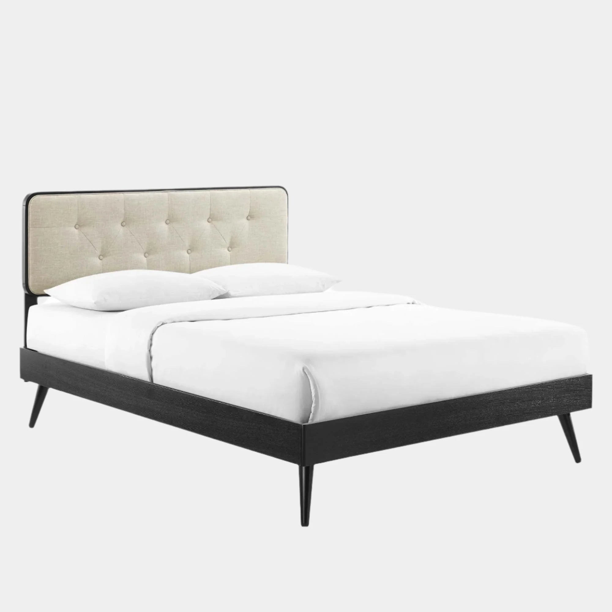 Bridgette Wood Platform Bed With Splayed Legs