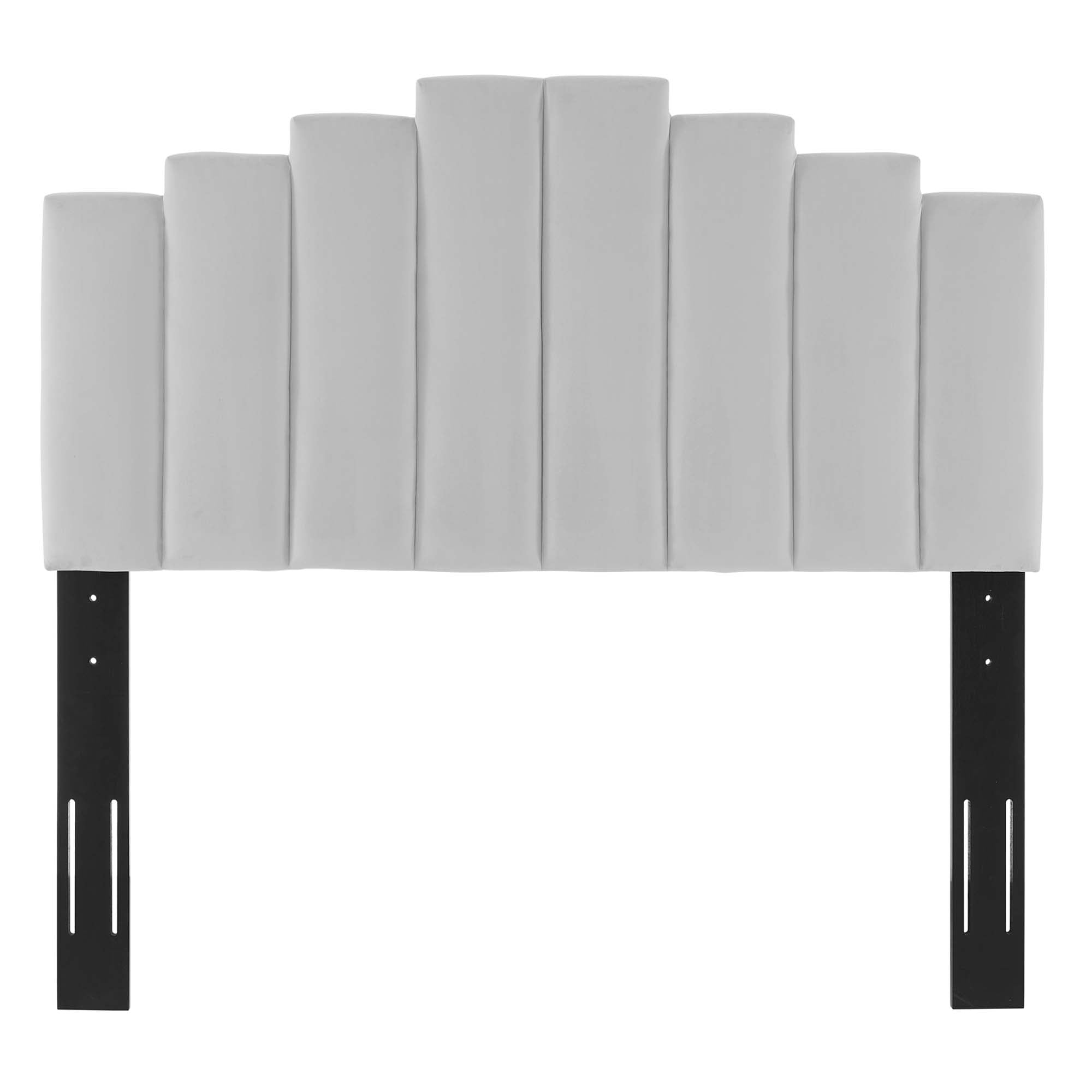 Elise Performance Velvet Platform Bed With Black Wood Legs