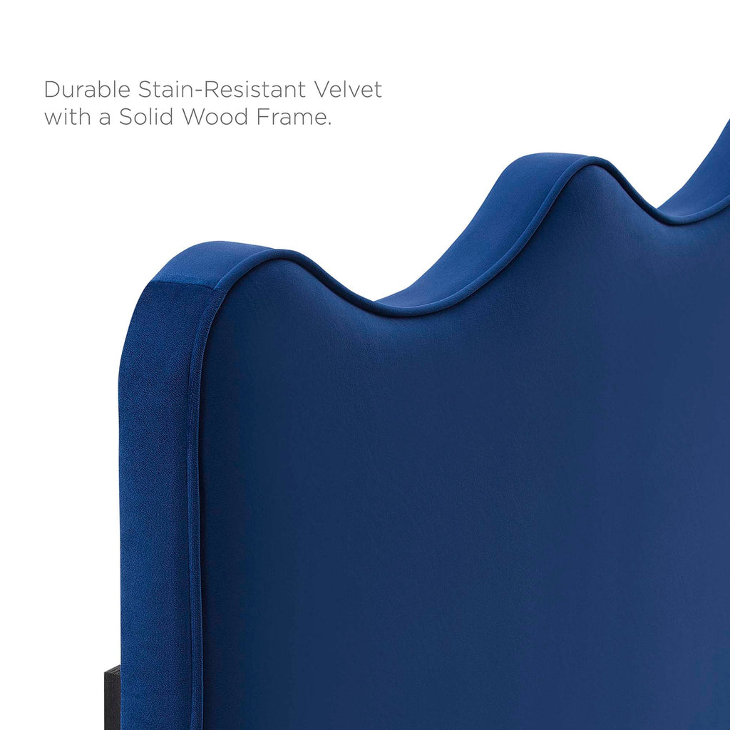 Current Performance Velvet Platform Bed With Black Wood Legs