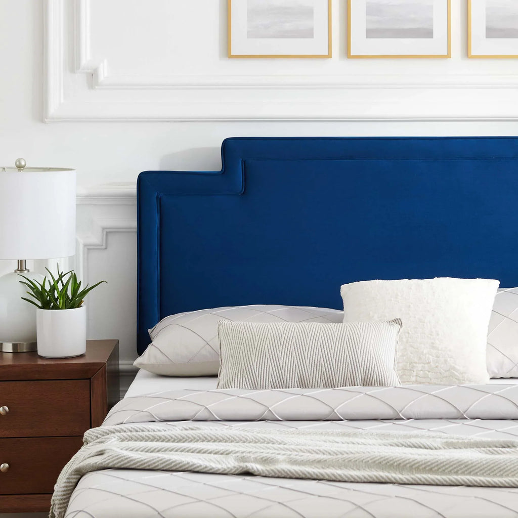 Liva Performance Velvet Bed With Wood and Gold Legs