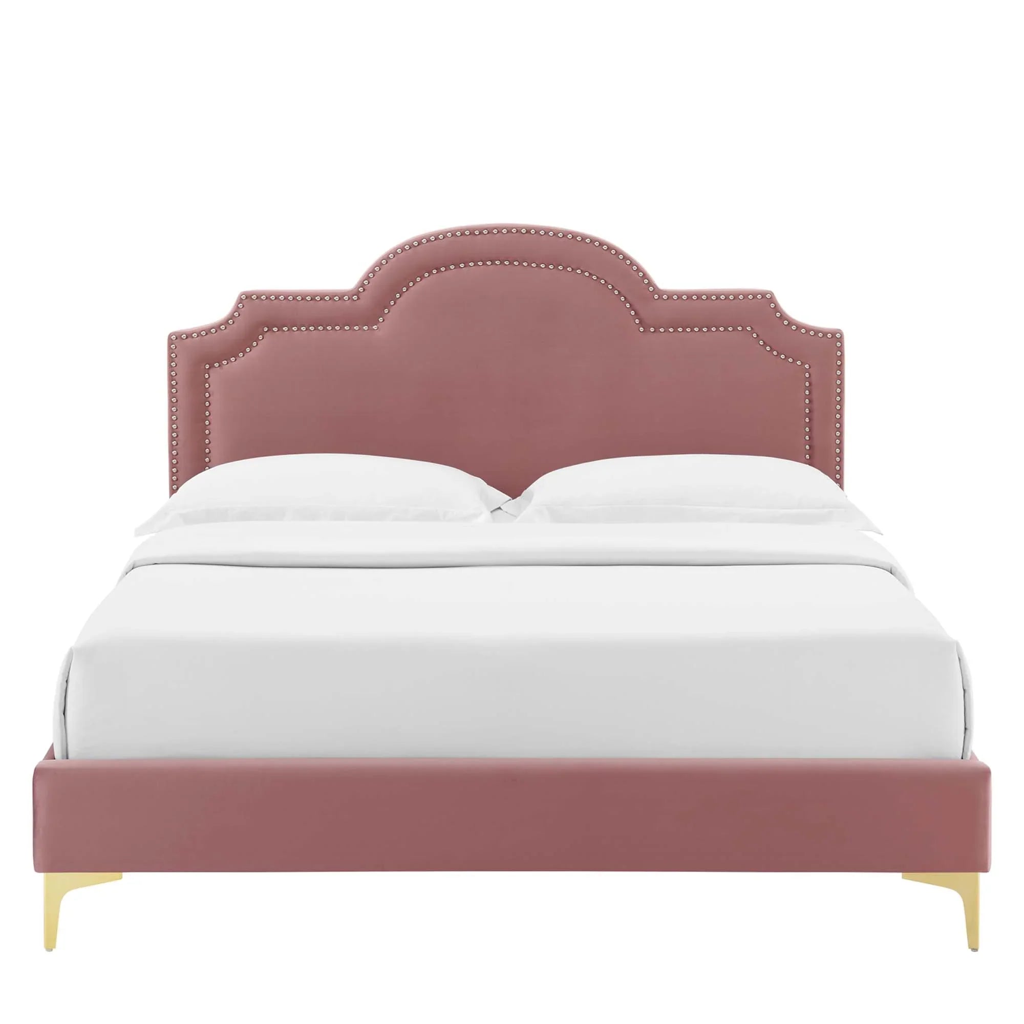 Aviana Performance Velvet Bed With Gold Legs