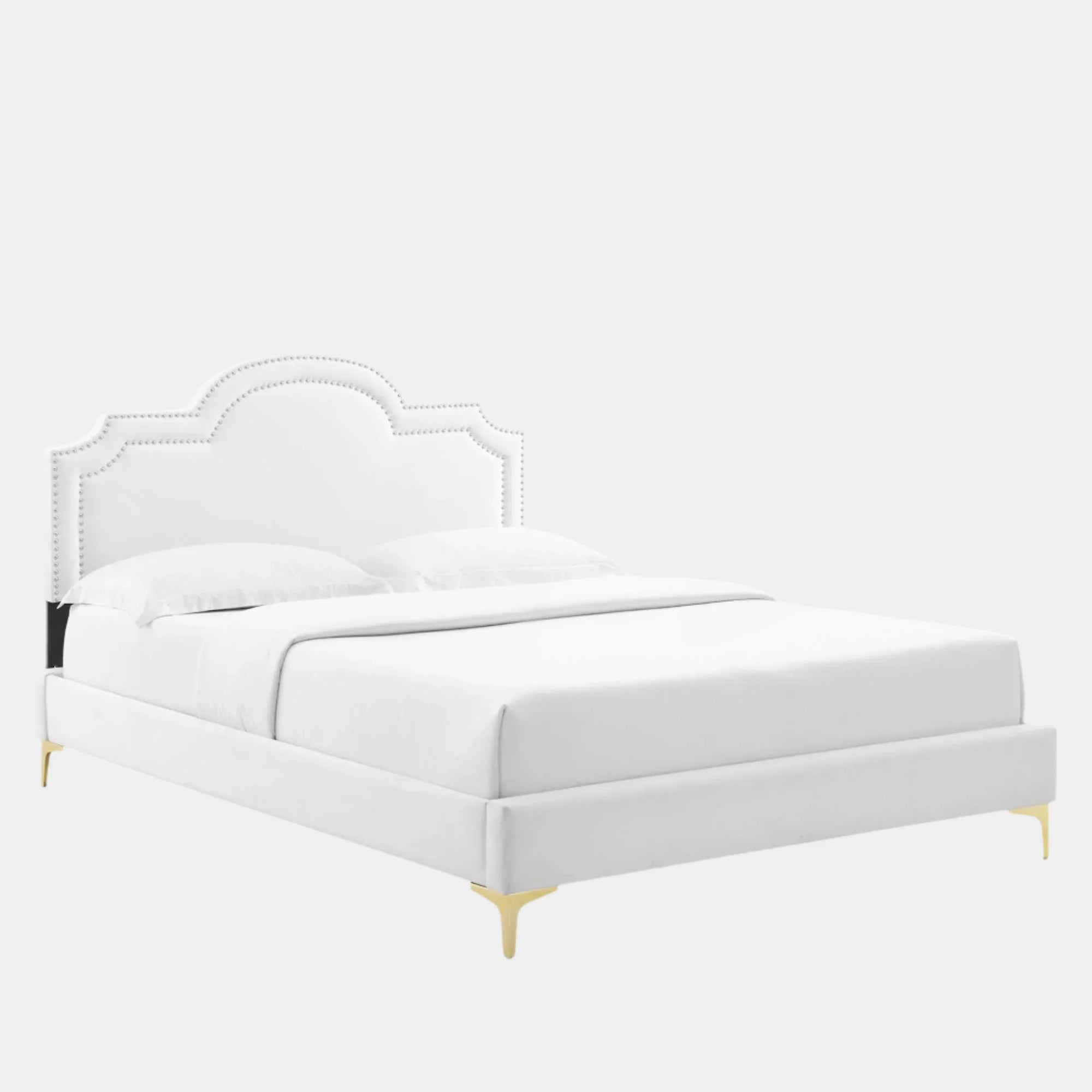 Aviana Performance Velvet Bed With Gold Legs