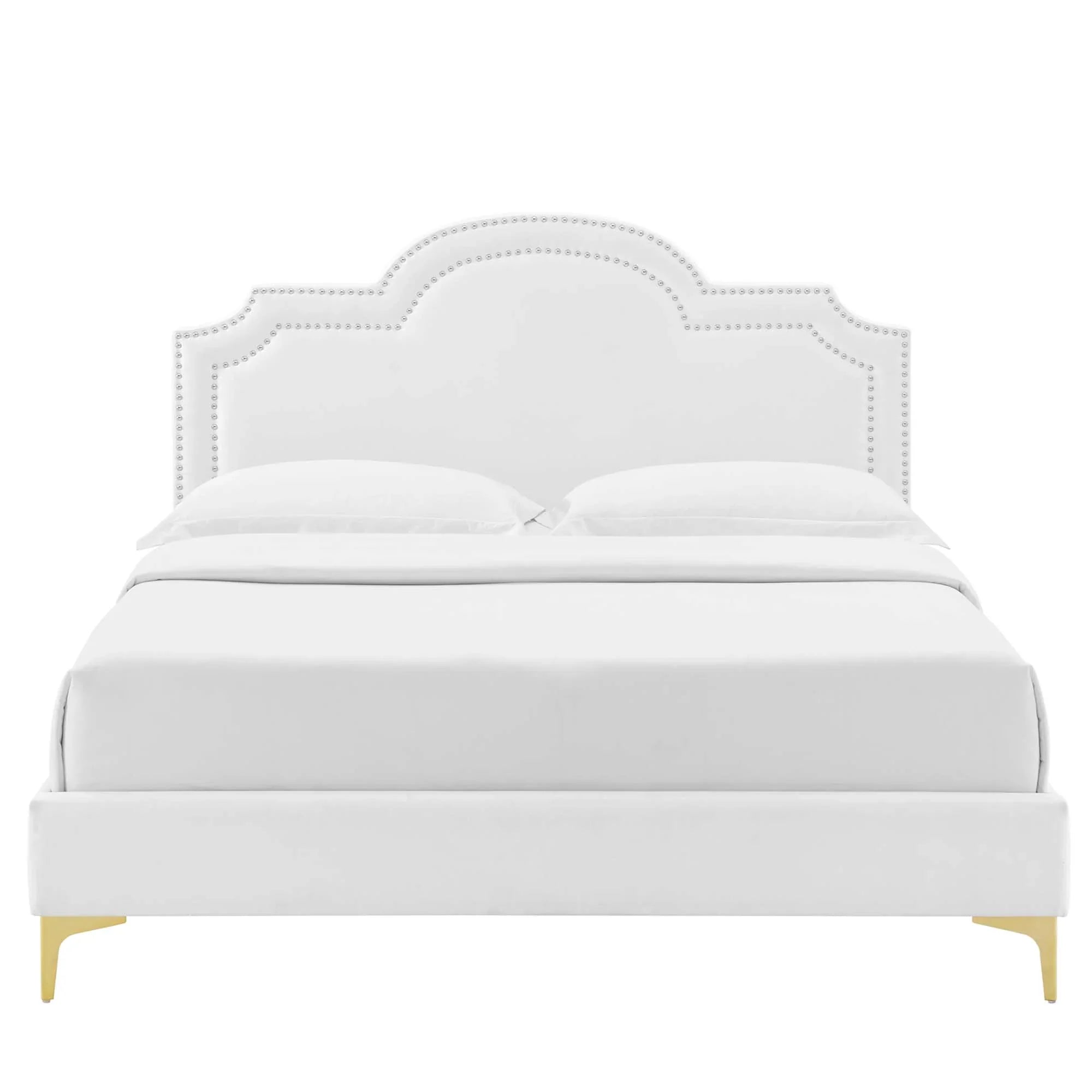 Aviana Performance Velvet Bed With Gold Legs