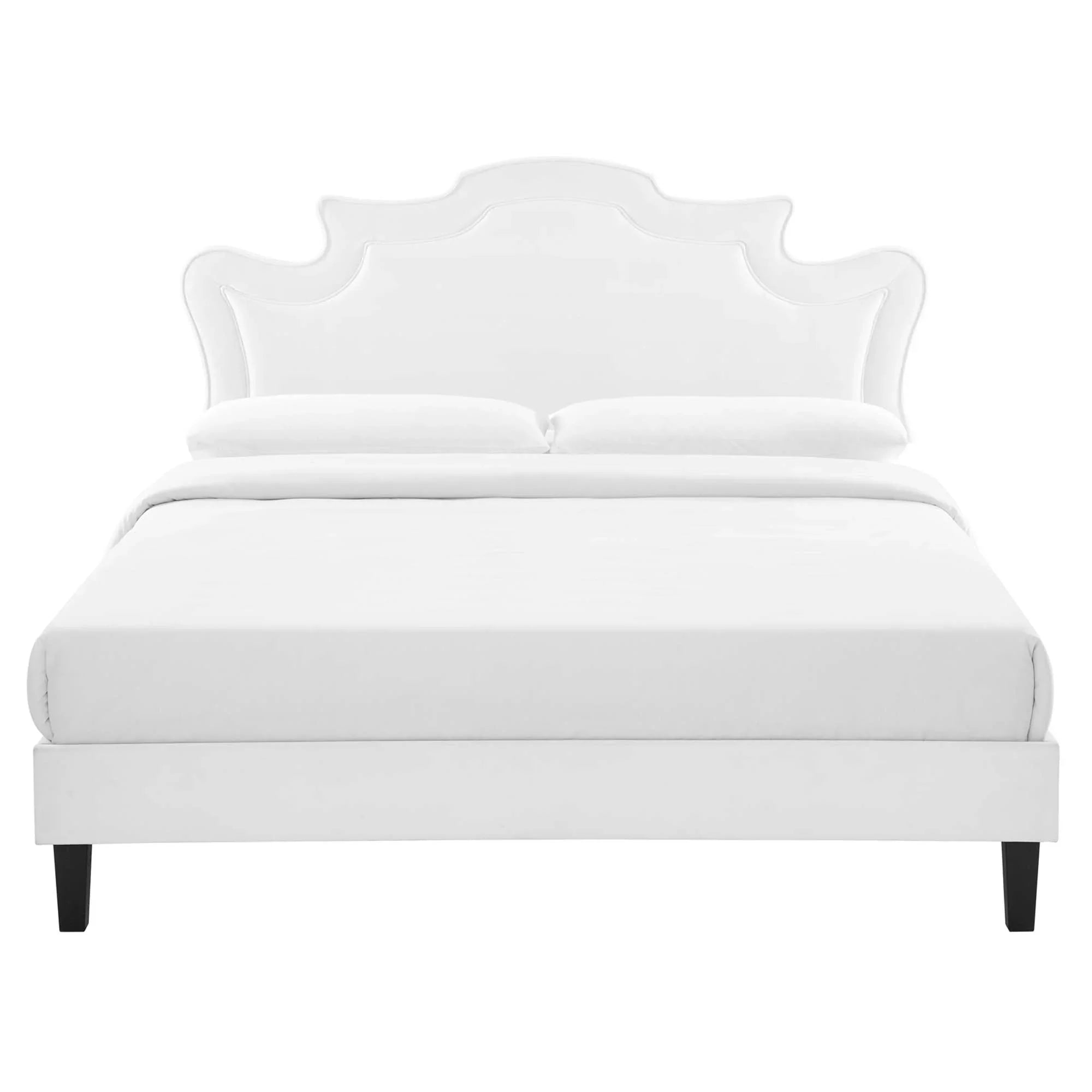 Neena Performance Velvet Bed With Black Wood Legs