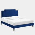 Liva Performance Velvet Bed With Black Wood Legs