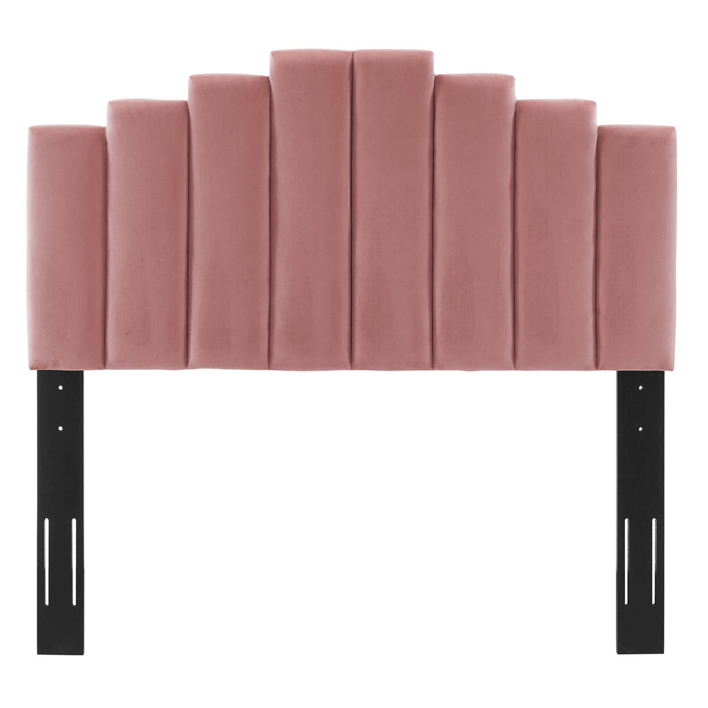 Elise Performance Velvet Platform Bed With Black Wood Legs