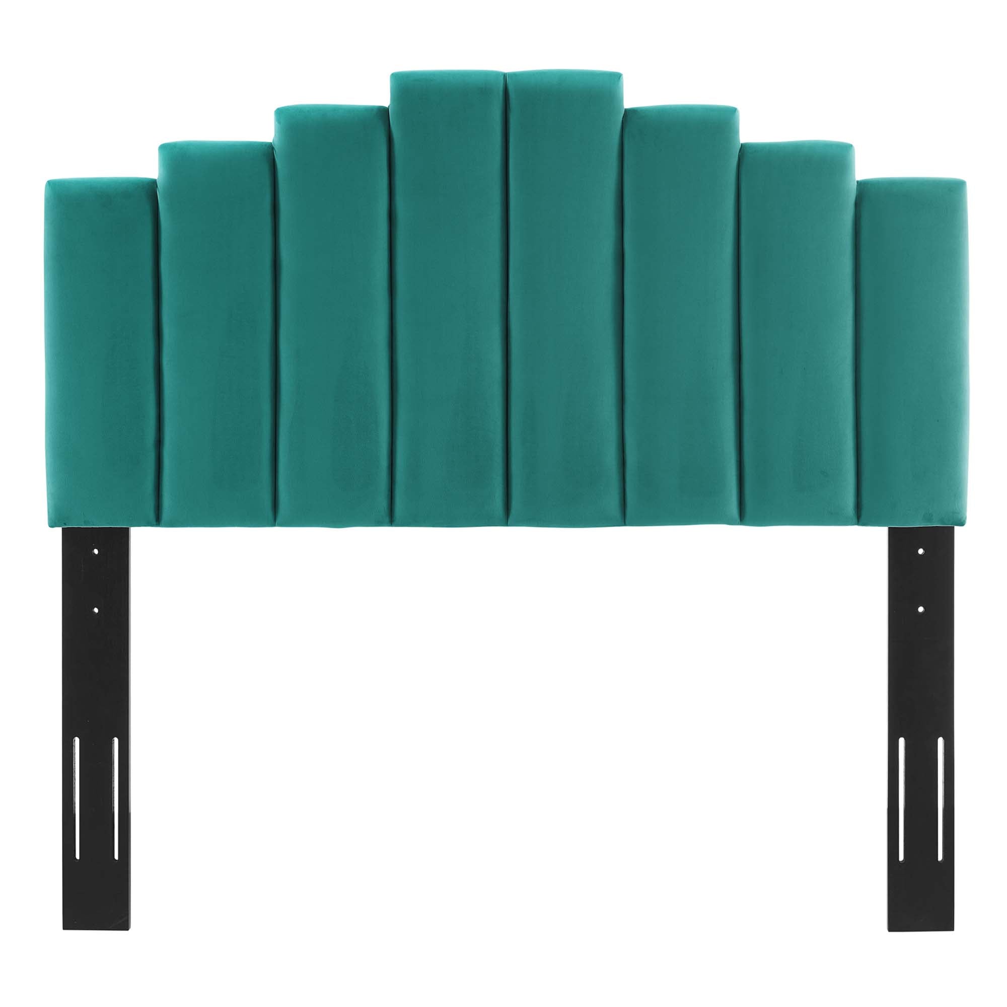 Elise Performance Velvet Platform Bed With Black Wood Legs