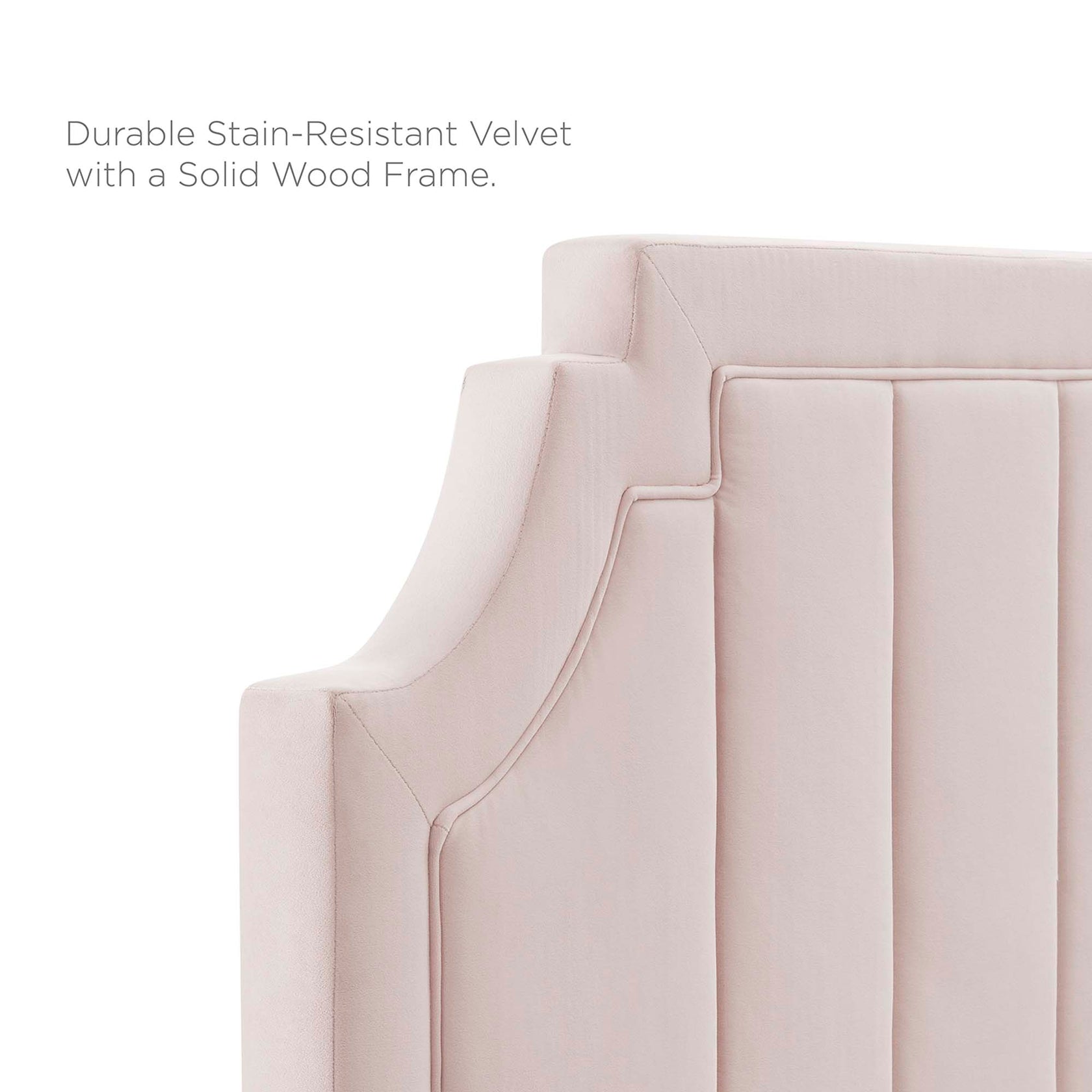 Sienna Performance Velvet Platform Bed With Wood and Gold Legs