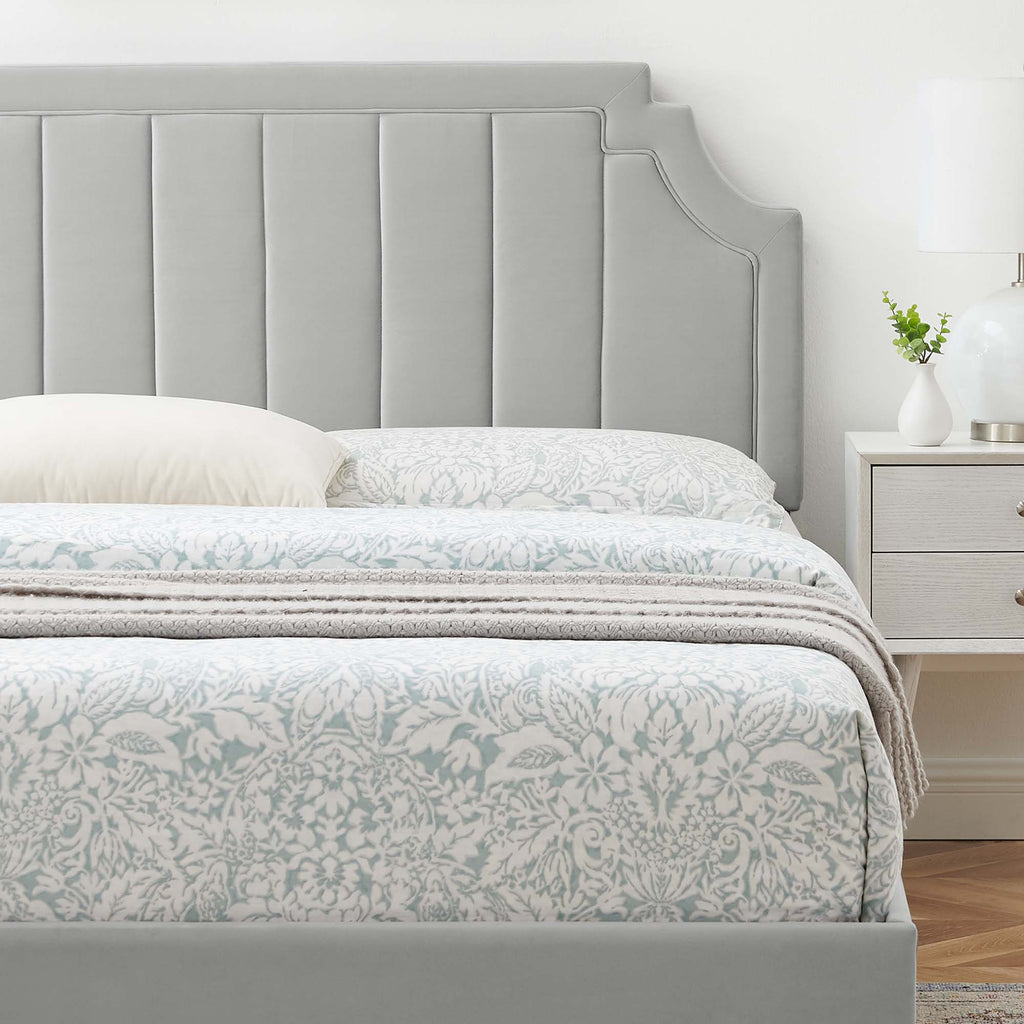 Sienna Performance Velvet Platform Bed With Black Wood Legs