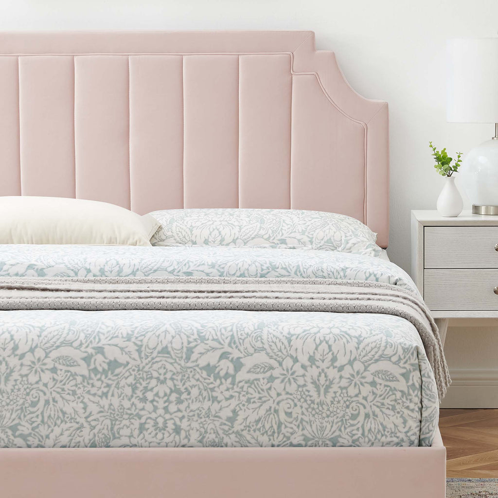 Sienna Performance Velvet Platform Bed With Black Wood Legs