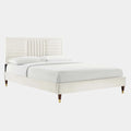 Sofia Channel Tufted Performance Velvet Platform Bed With Wood and Gold Legs