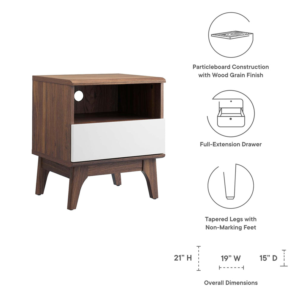 Envision Nightstand in Walnut White
