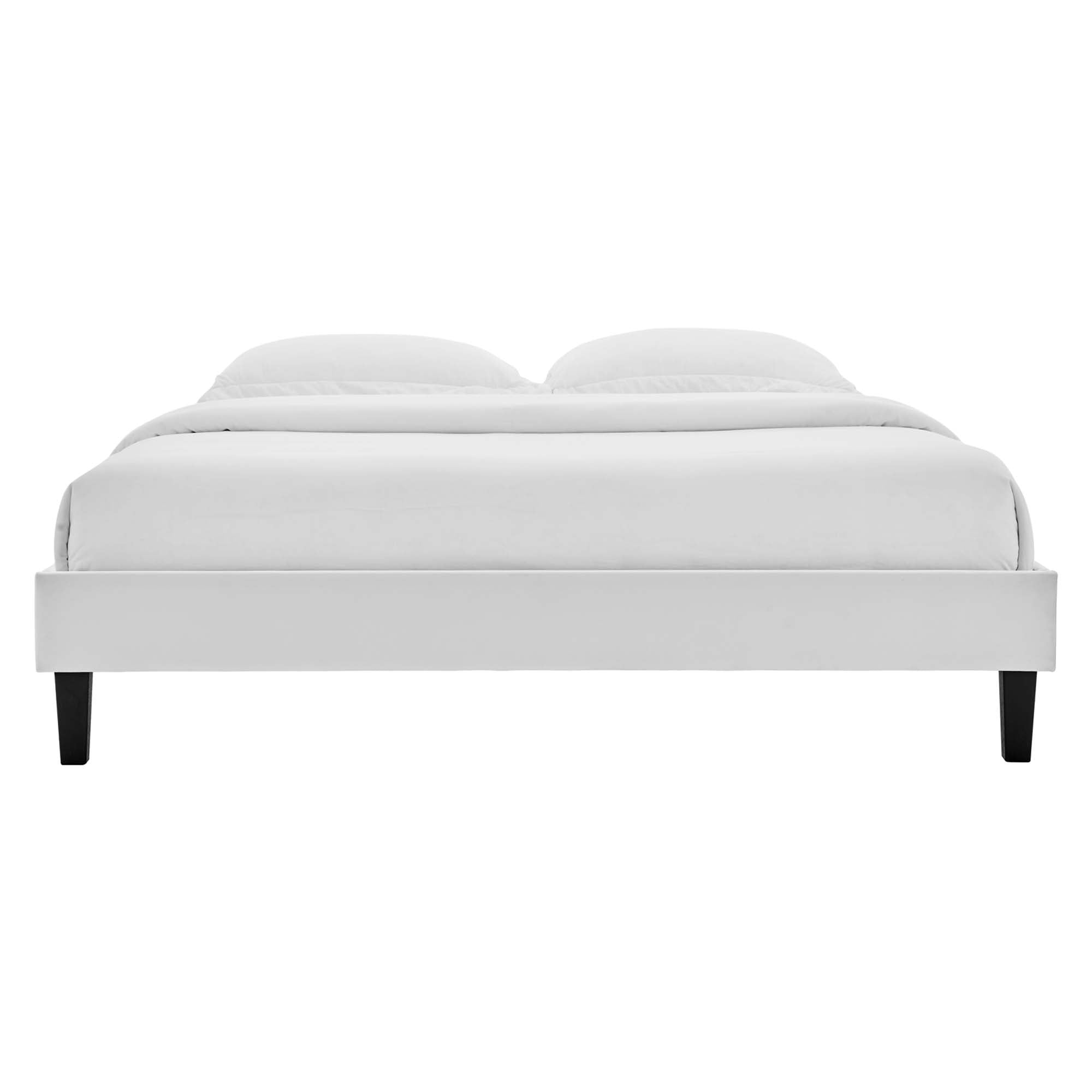 Colette Performance Velvet Platform Bed With Black Wood Legs