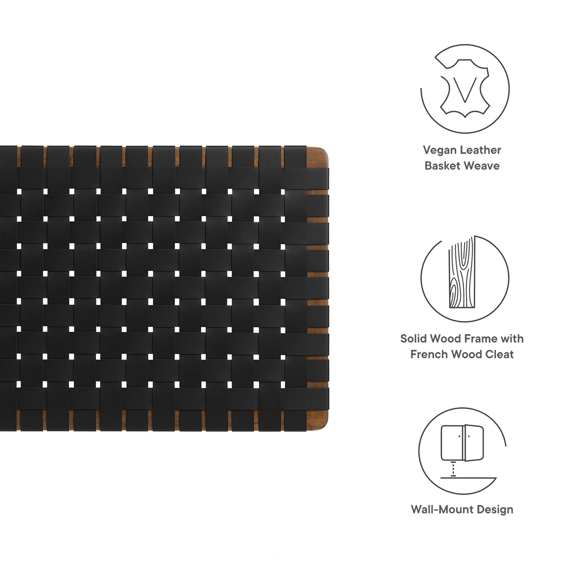Sparta Weave Wall-Mount Vegan Leather Headboard