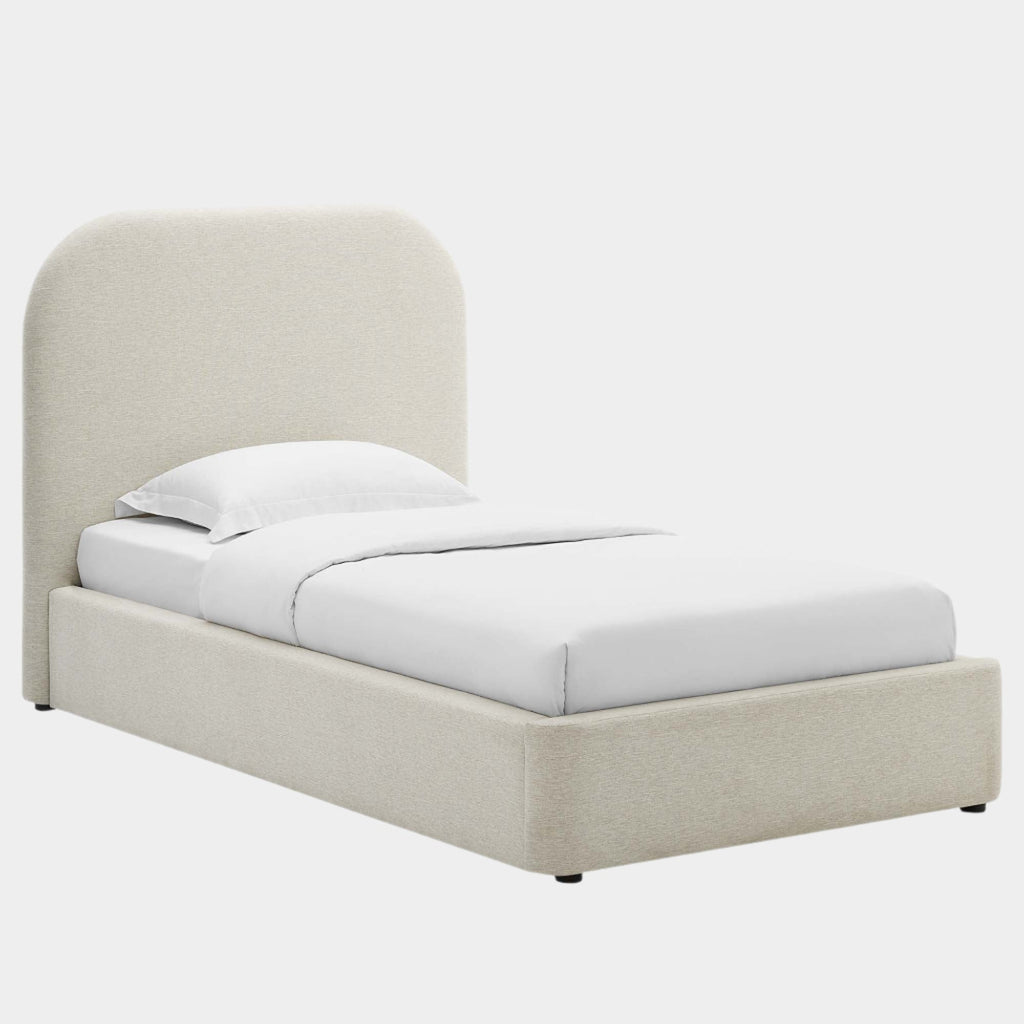 Keynote Upholstered Fabric Curved Platform Bed
