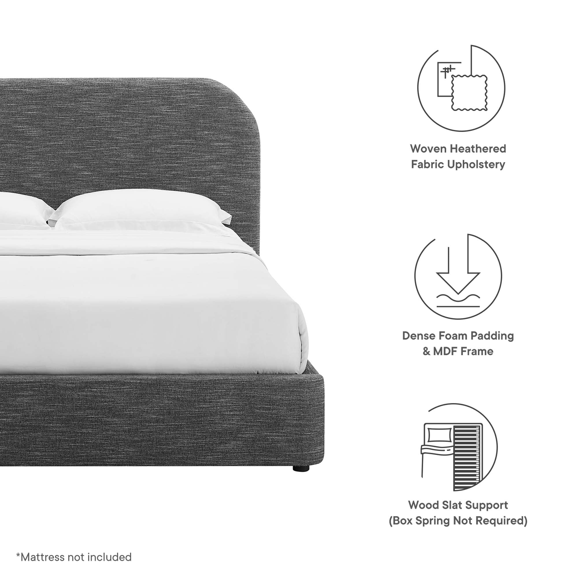 Keynote Upholstered Fabric Curved Platform Bed
