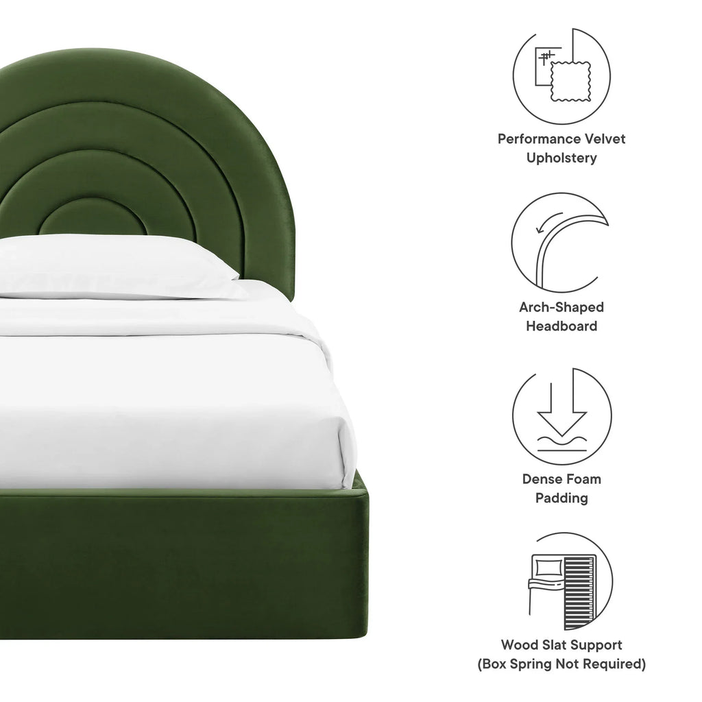 Solana Arched Performance Velvet Platform Bed