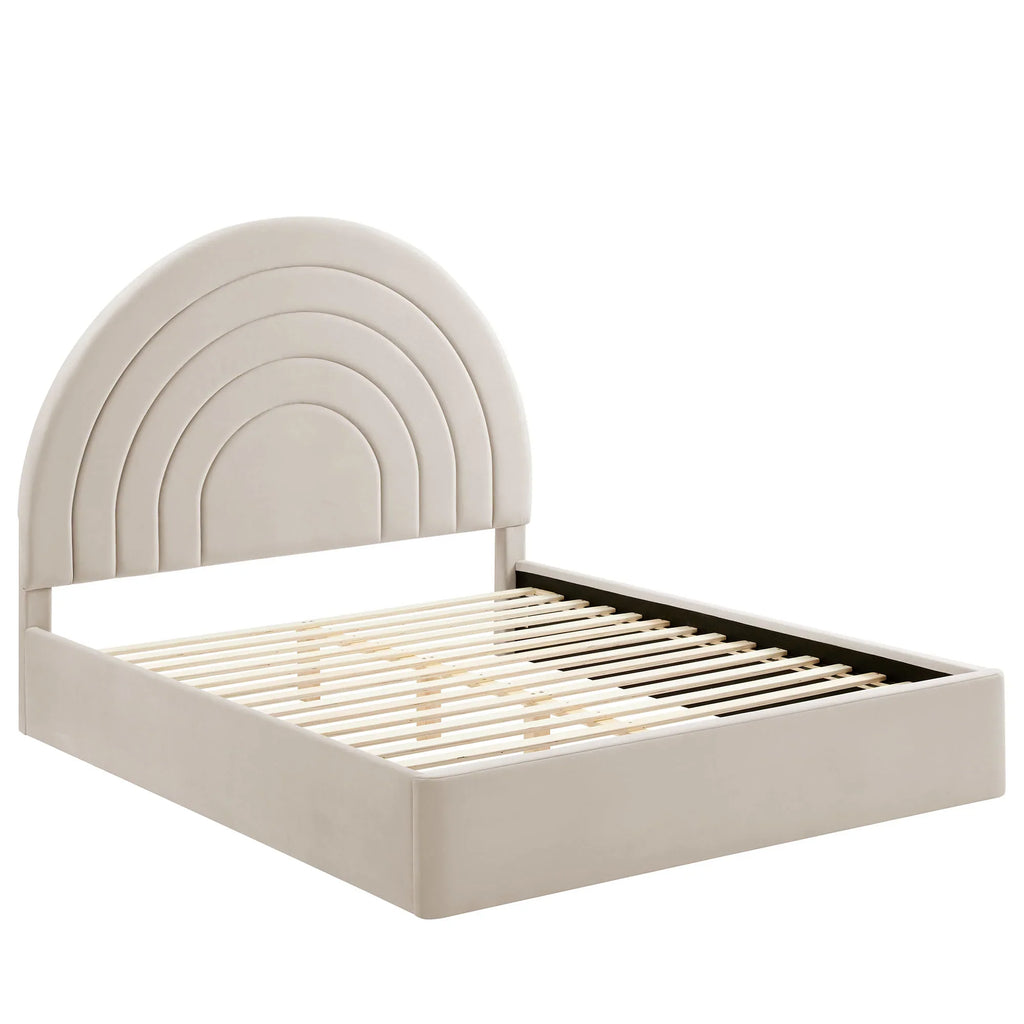 Solana Arched Performance Velvet Platform Bed