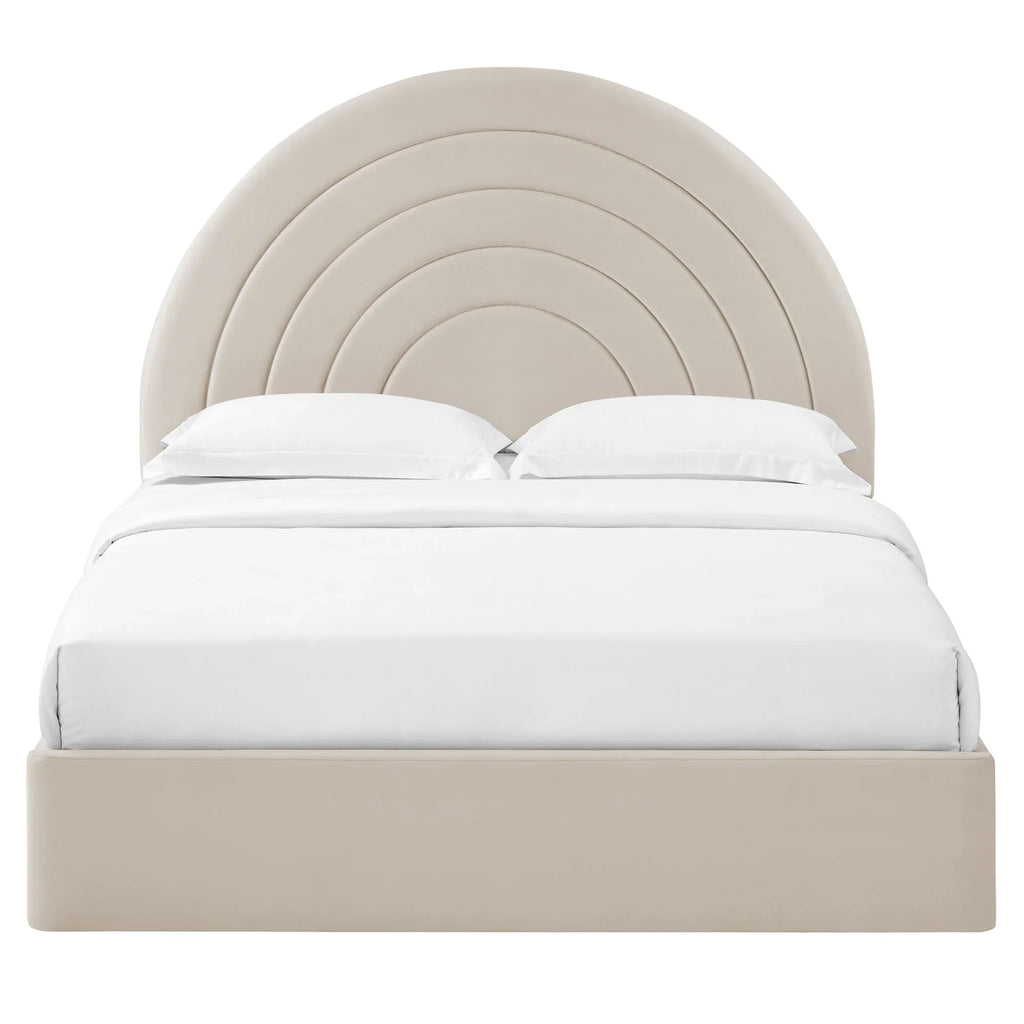 Solana Arched Performance Velvet Platform Bed