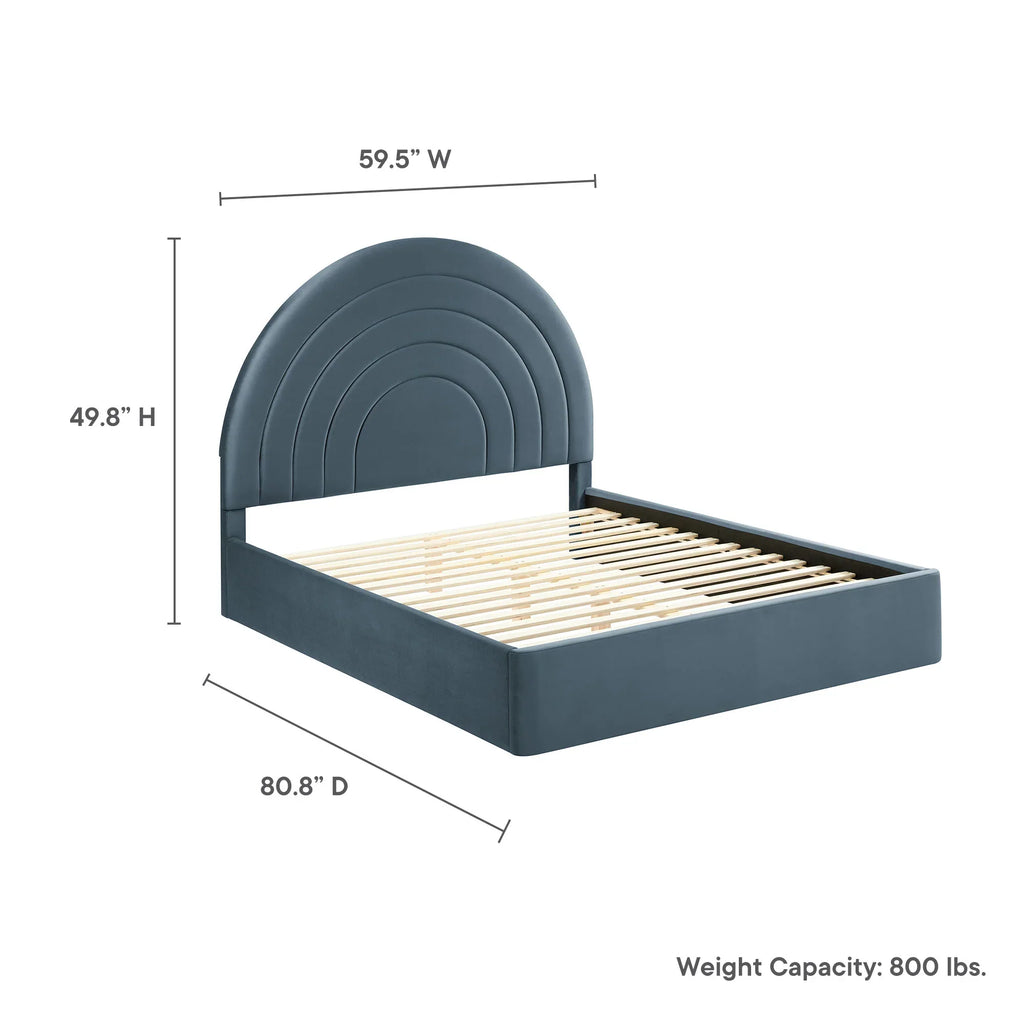 Solana Arched Performance Velvet Platform Bed