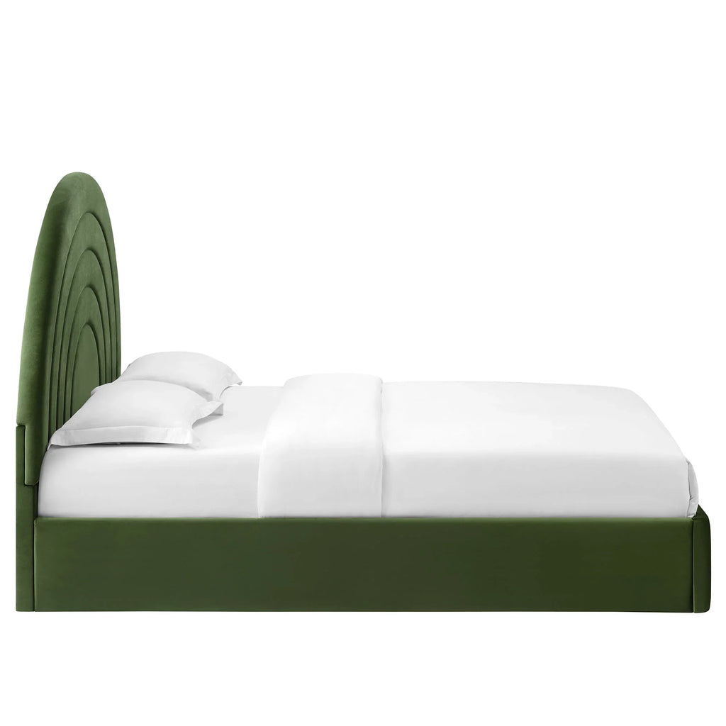 Solana Arched Performance Velvet Platform Bed