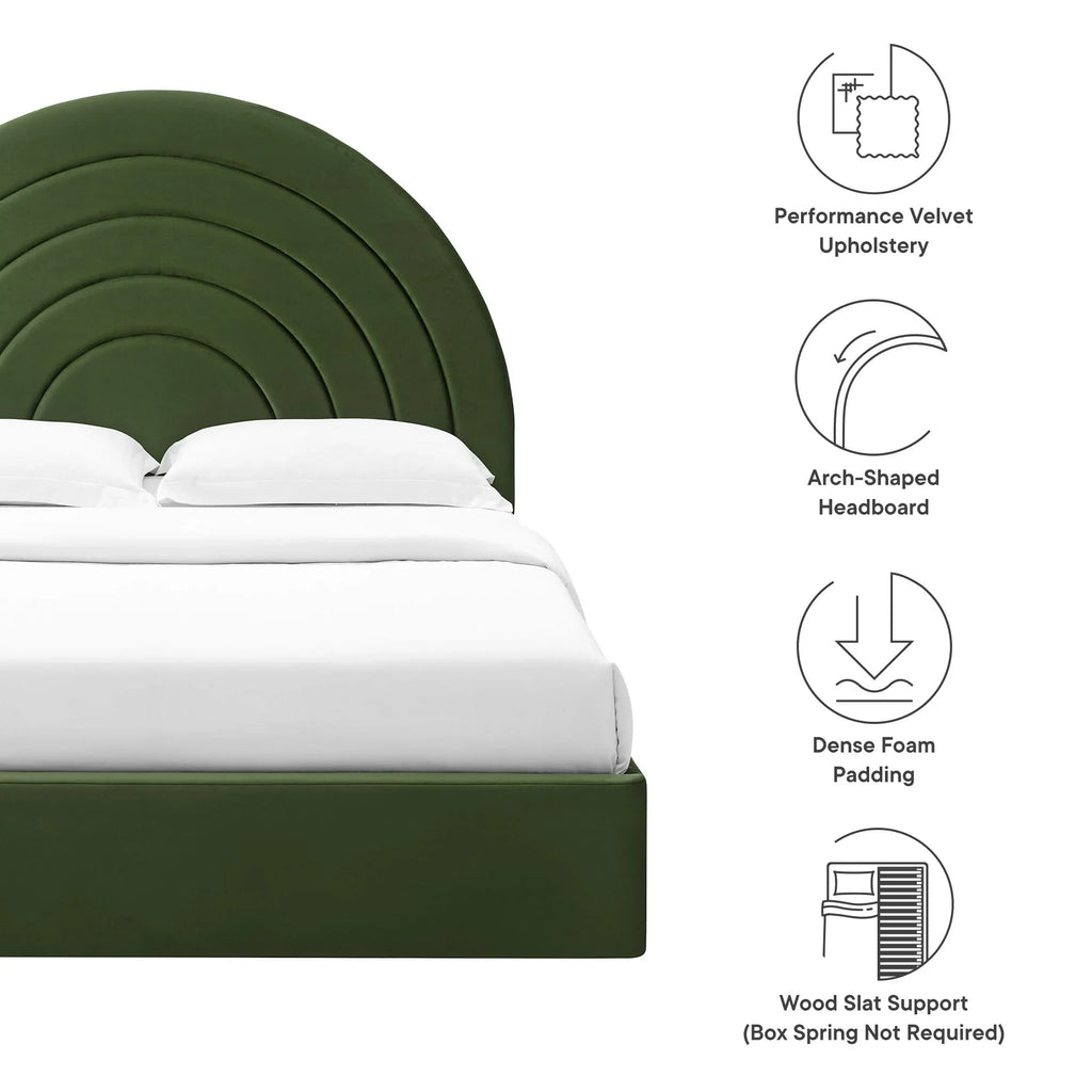Solana Arched Performance Velvet Platform Bed