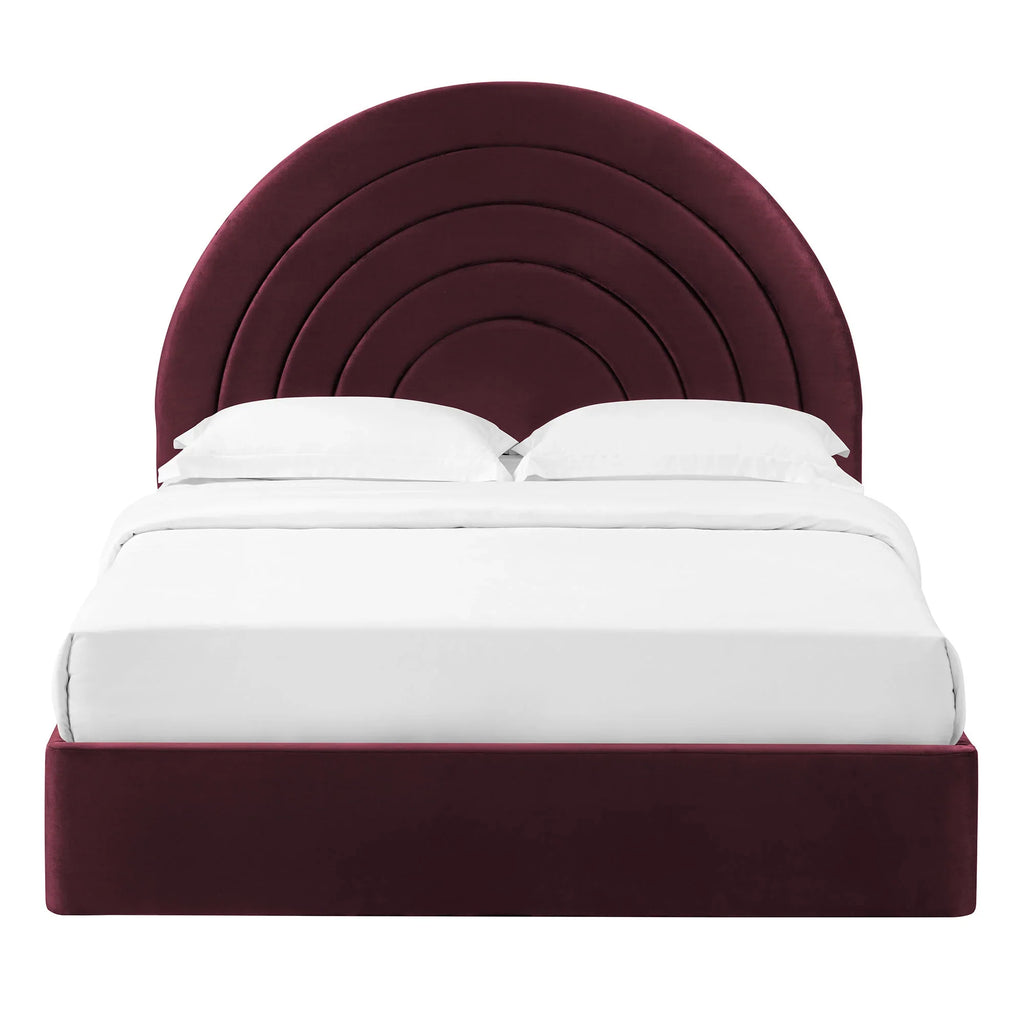 Solana Arched Performance Velvet Platform Bed