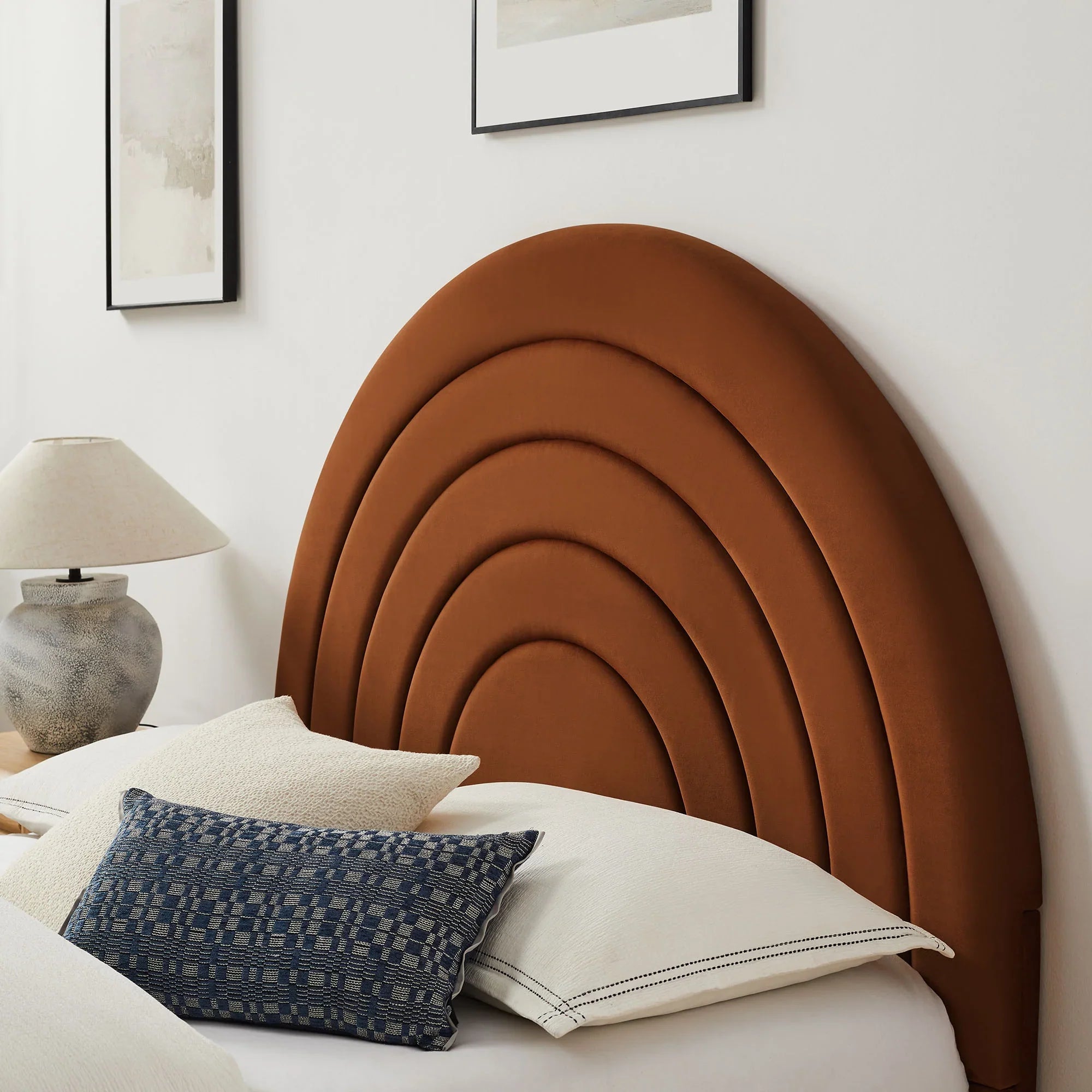 Solana Arched Performance Velvet Platform Bed