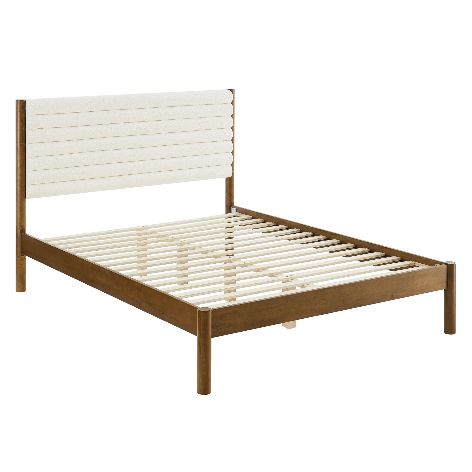 Olea Channel Tufted Boucle Solid Wood Platform Bed