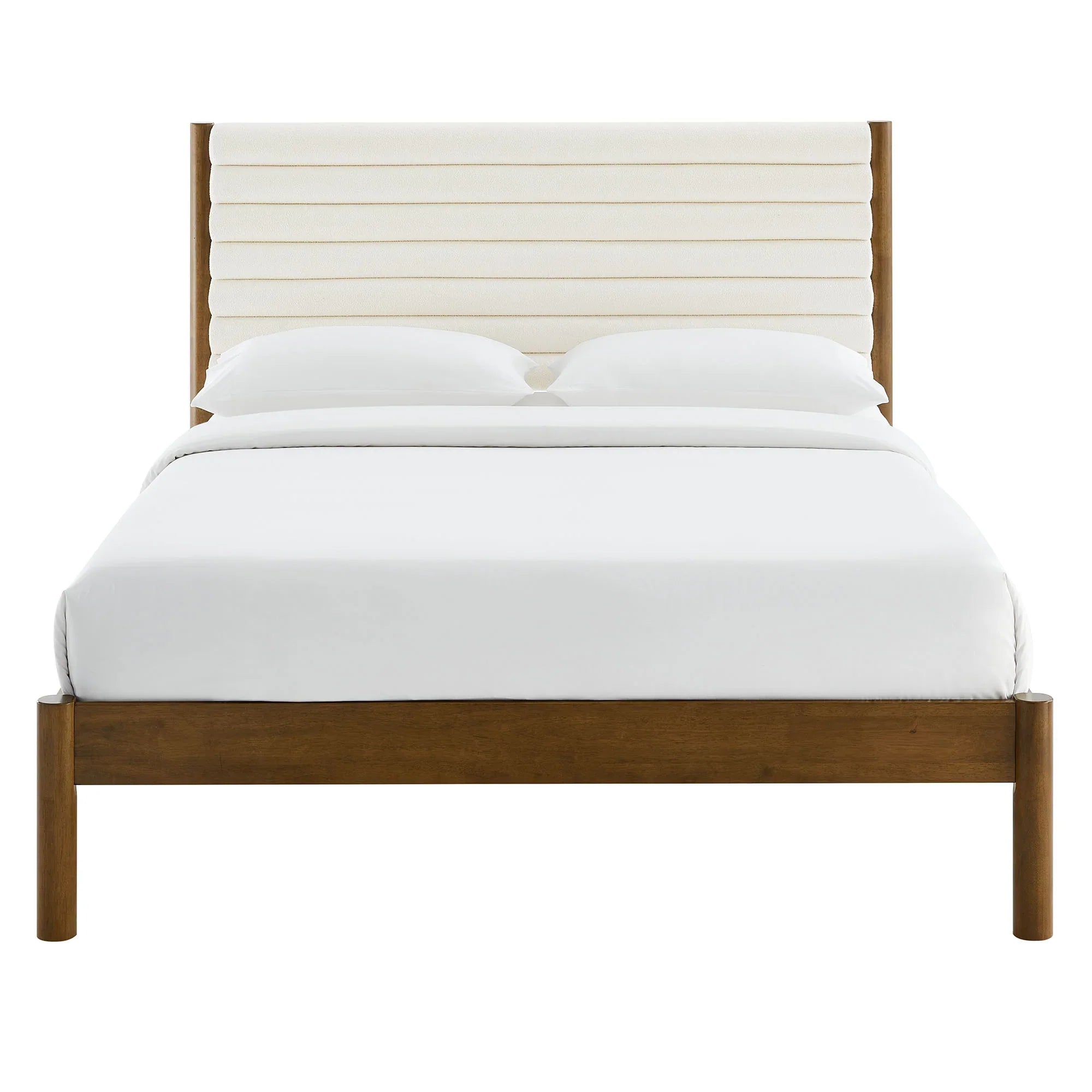 Olea Channel Tufted Boucle Solid Wood Platform Bed