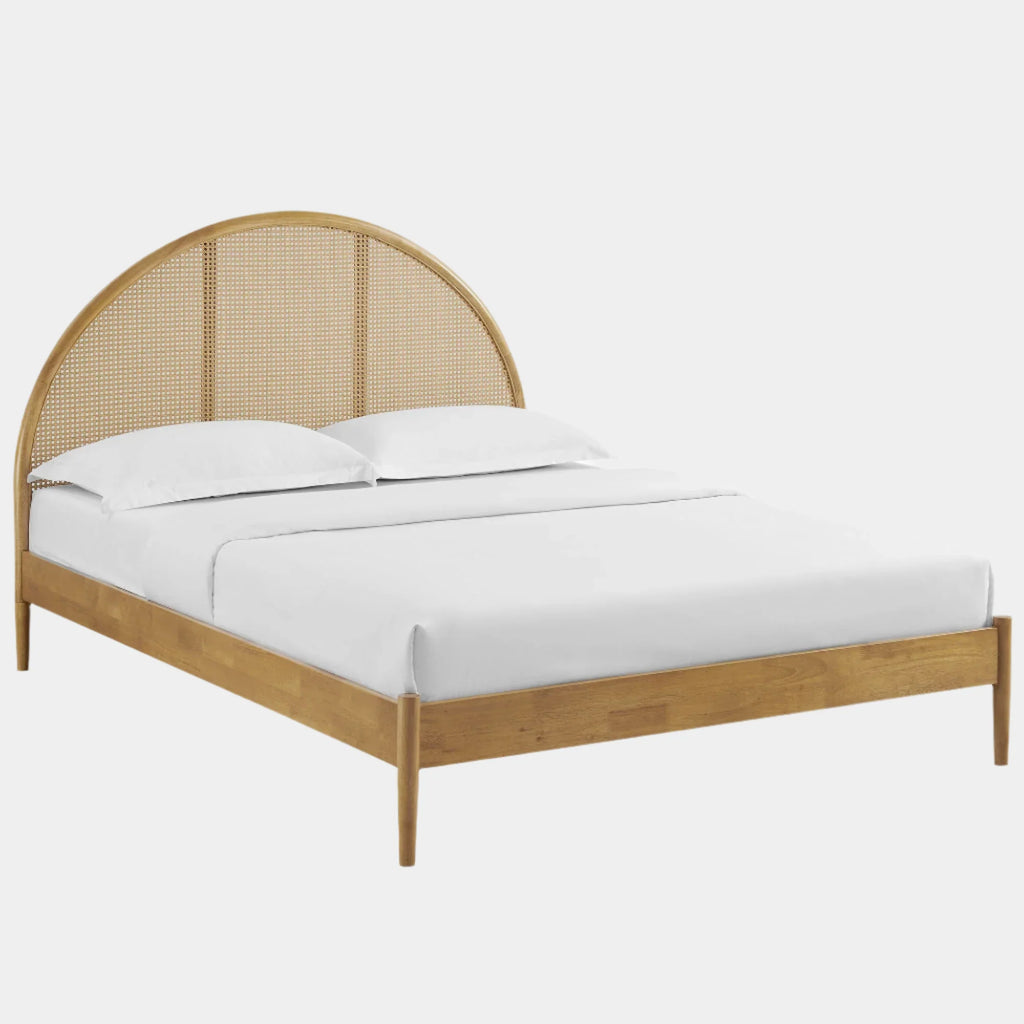Odette Queen Arched Rattan Cane Platform Bed