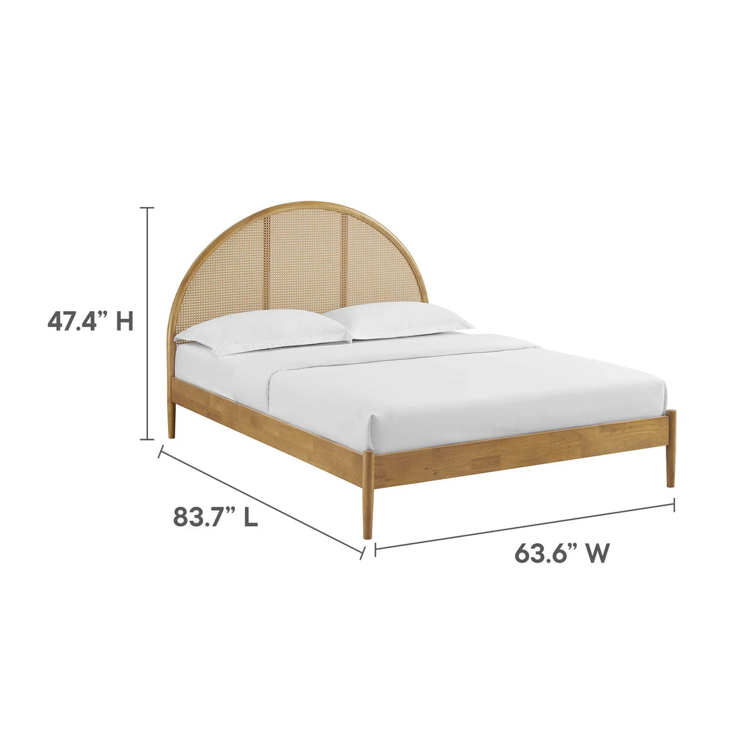 Odette Queen Arched Rattan Cane Platform Bed