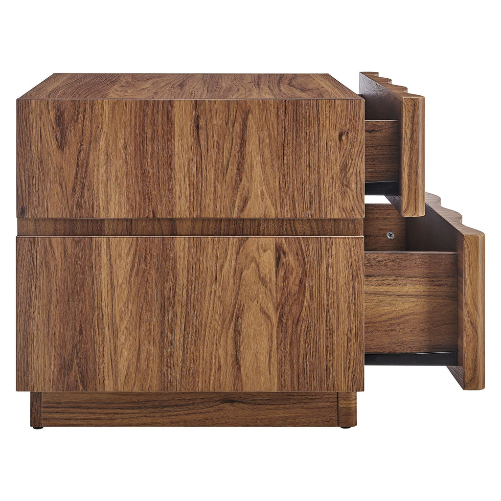 Isola 2 Drawer Nightstand in Light Oak Walnut