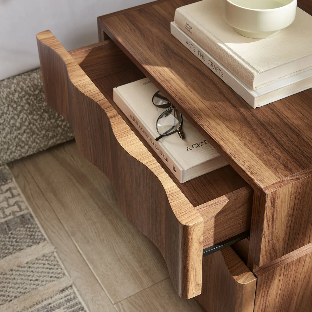 Isola 2 Drawer Nightstand in Light Oak Walnut