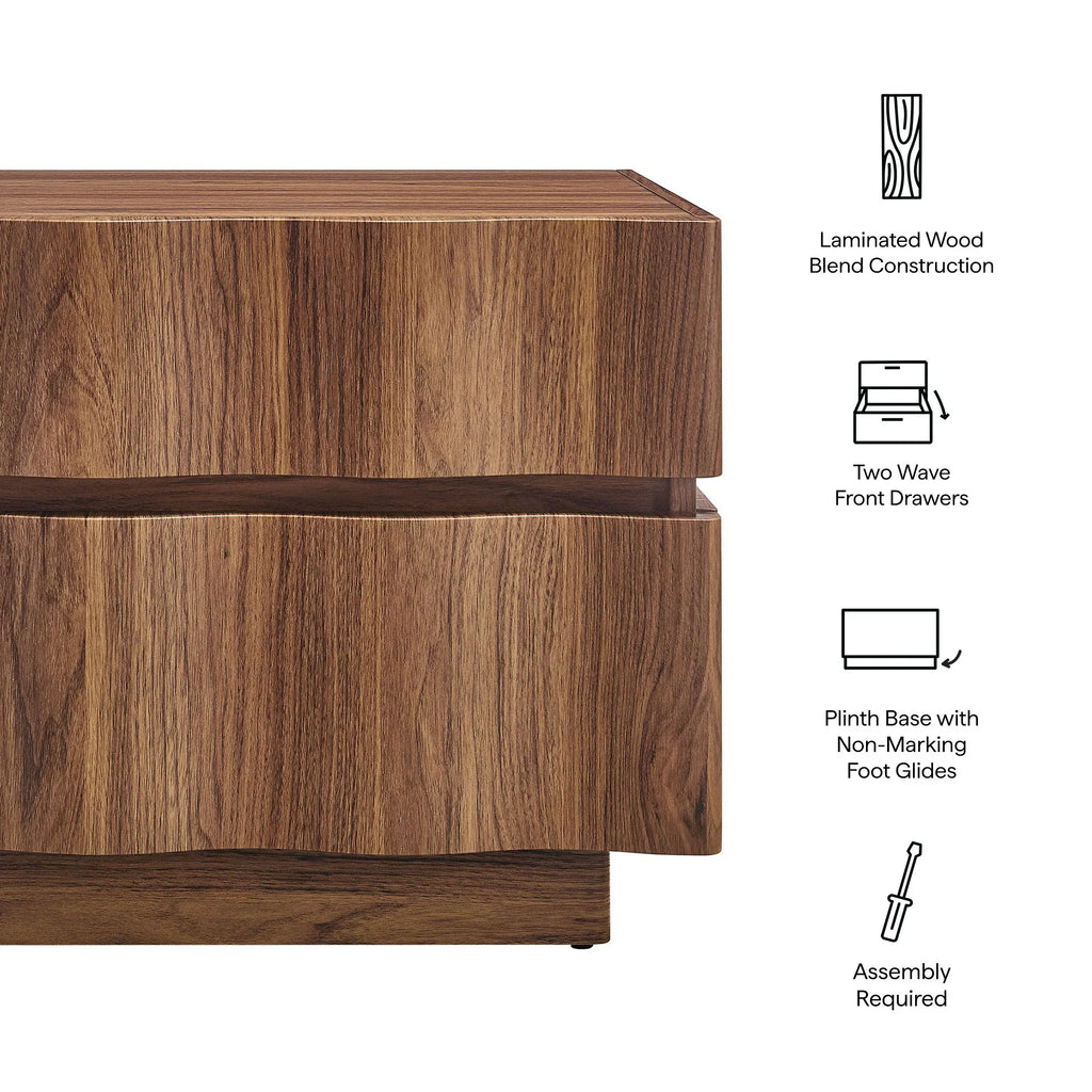 Isola 2 Drawer Nightstand in Light Oak Walnut
