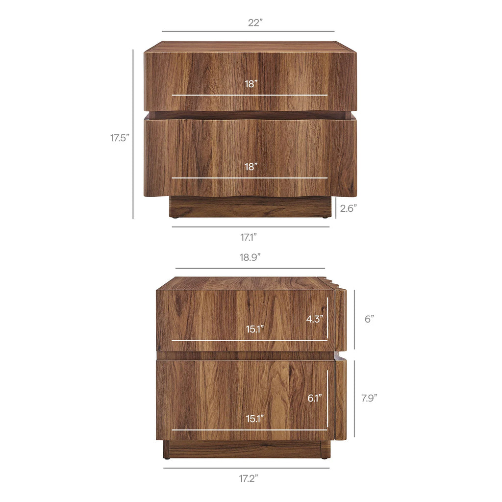 Isola 2 Drawer Nightstand in Light Oak Walnut